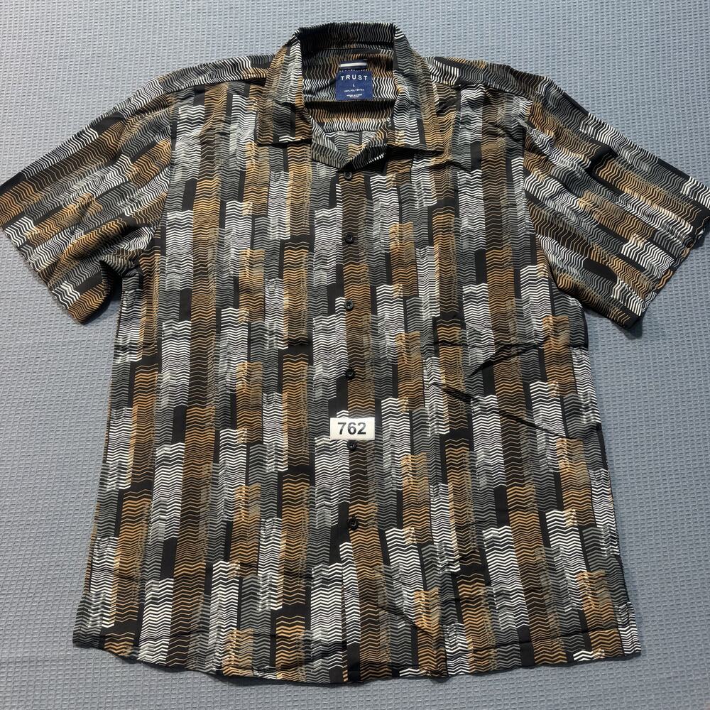 Trust Button Down Shirt Sz L Brown Brand New